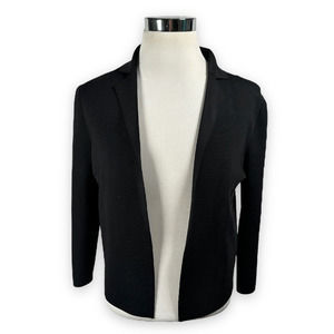 MM Lafleur Womens Blazer Jacket Black Open Front Stretch Lapel Knit XL